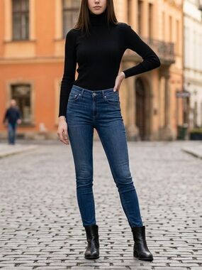 Rag & Bone Cate Mid-Rise Skinny Jeans in Cliff - Ankle Crop Medium Wash